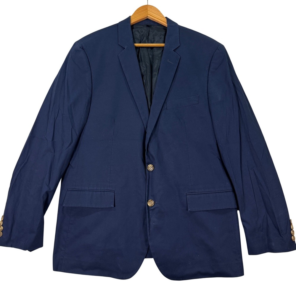 J Crew Thompson Mens 44R Slim Fit Navy Cotton Sport Coat 2-Button Blazer Stretch